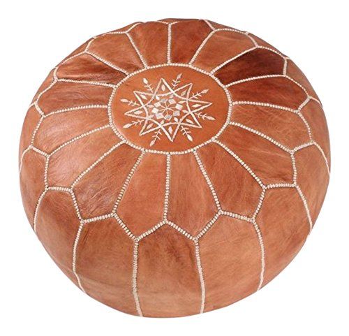 maisonmarrakech | Beautiful Handmade Real Moroccan Tan Brown Leather Footstool Pouf from Marrakec... | Walmart (US)