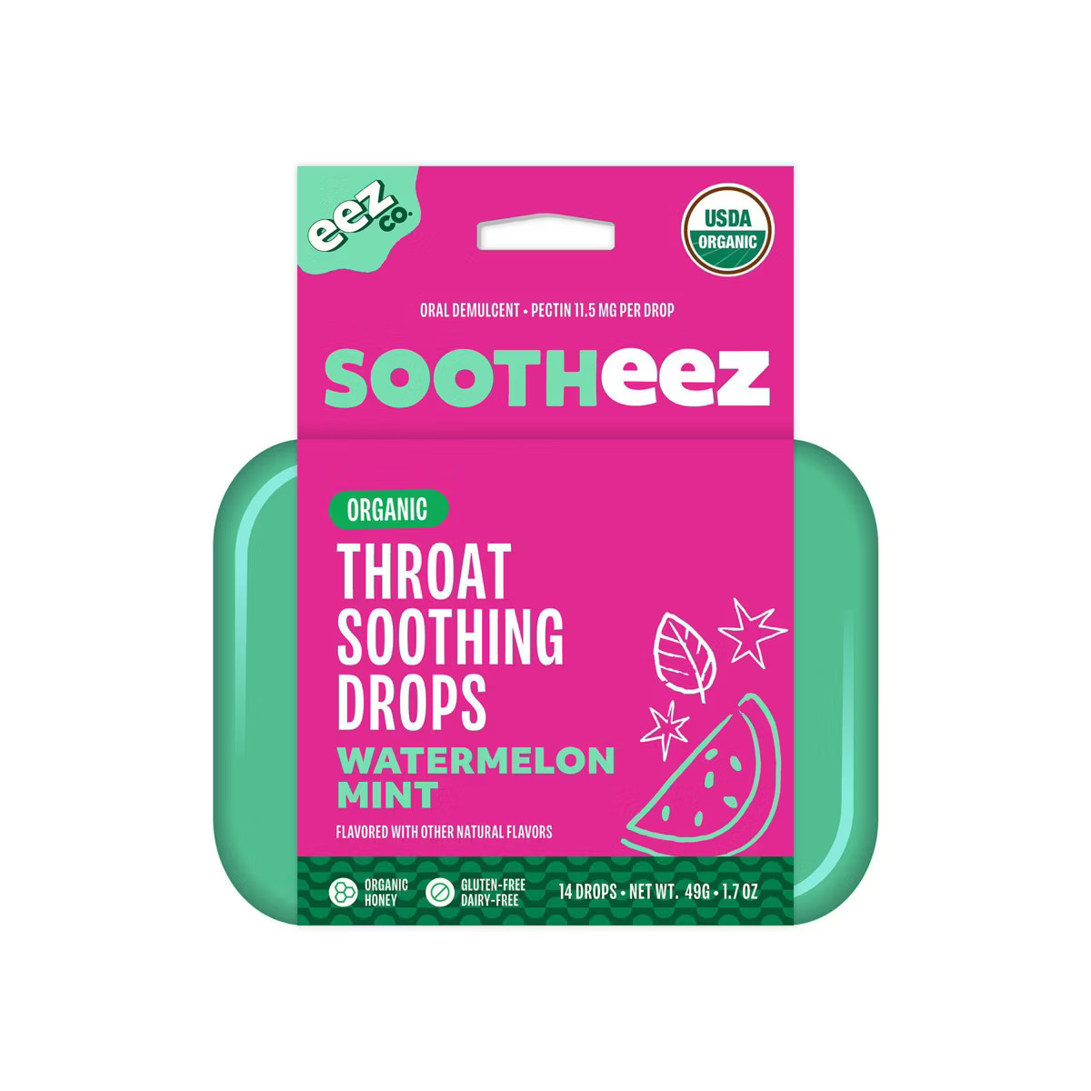 The Eez Co. Sootheez Organic Throat Soothing Drops - Watermelon Mint - 14ct | Target
