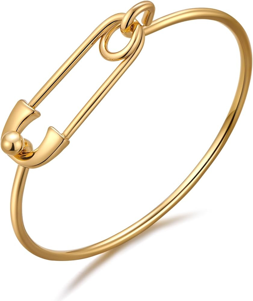 Gold Silver Link Bangle Bracelet for Women Simple Thin Cuff Bangle Bracelet Minimalist Jewelry | Amazon (US)
