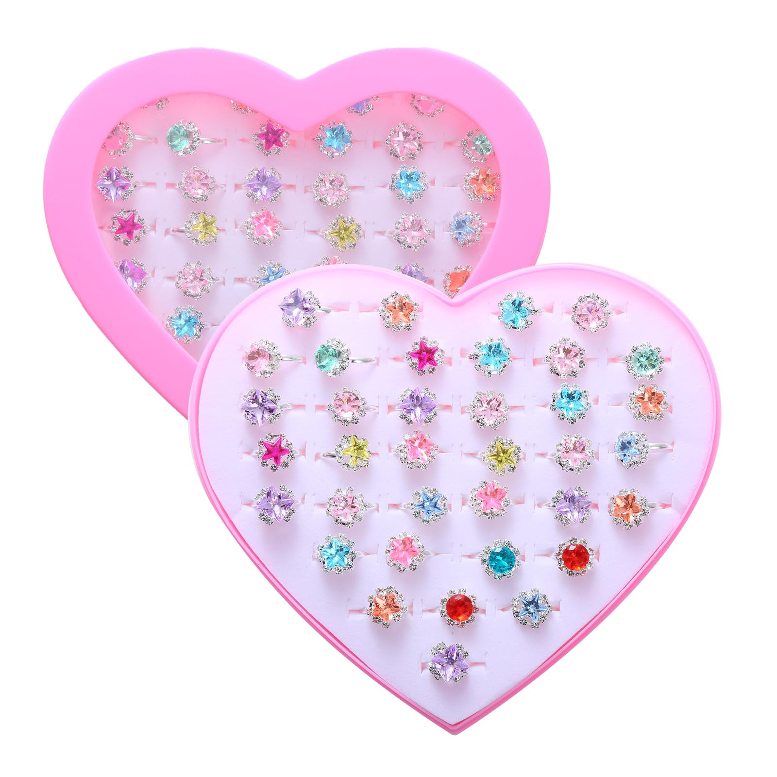 36pcs Little Girl Rhinestone Gem Rings,Adjustable,Random Color Style Diamond Kids Play Rings in B... | Amazon (US)