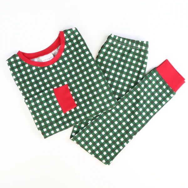 Knit Pajama Set - Evergreen Check | Southern Smocked Co.