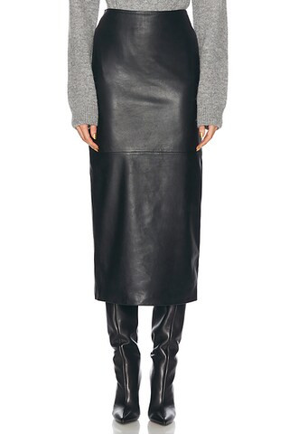 by Marianna Bruni Leather Midi Skirt | FWRD 
