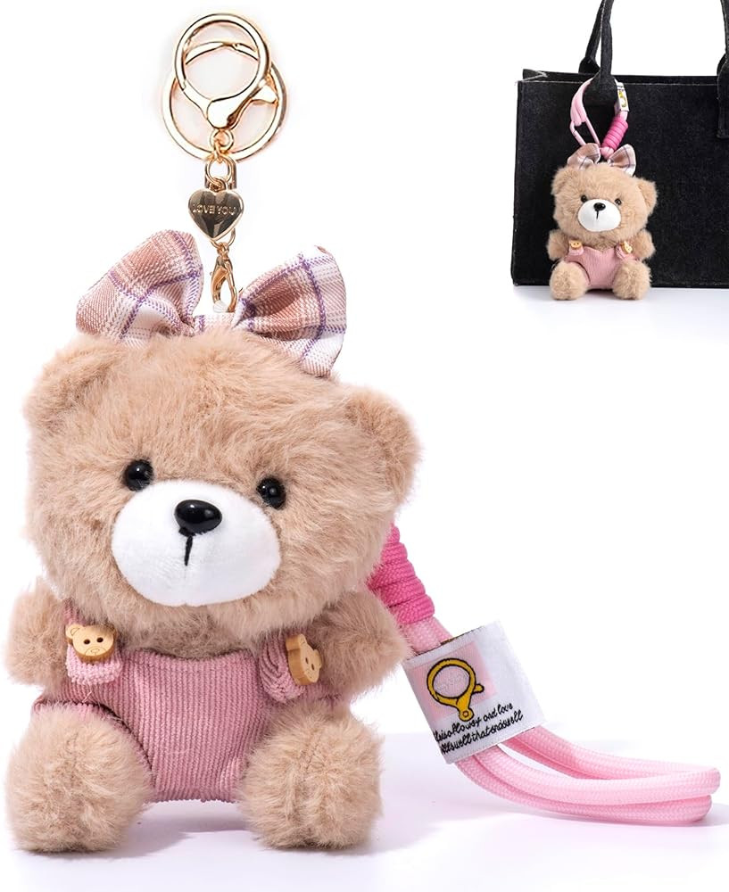 Cute Key Chain Plush Bear Bag Charm Teddy Bear Keychain Gift For Handbag,Purse, Backpack, Car Key... | Amazon (US)