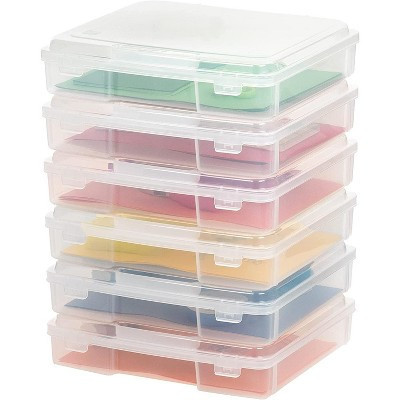 IRIS USA Portable Board Game Organizer Plastic Project Storage Case Box with Snap-Tight Latch, 6-Pack, Fits 8.5" x 11" Papers, Clear | Target