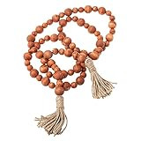 Wood Bead Garland with Tassels, Farmhouse Rustic Country Decor, Fall Decorations | Amazon (US)