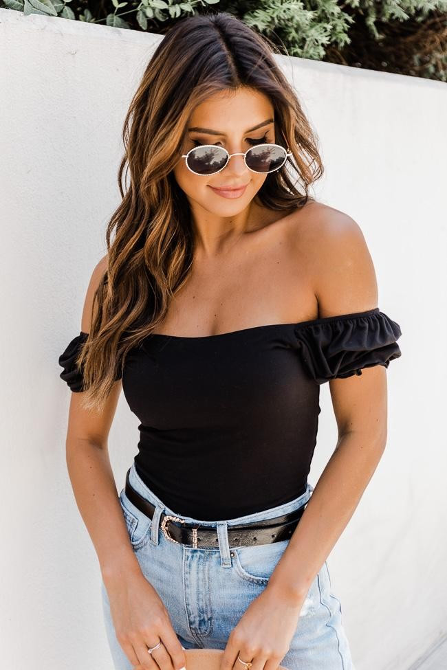 Admire From Afar Black Square Neck Bodysuit | The Pink Lily Boutique