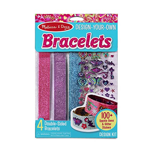 Melissa & Doug Design-Your-Own Bracelets With 100+ Sparkle Gem and Glitter Stickers - Kids Snap B... | Amazon (US)