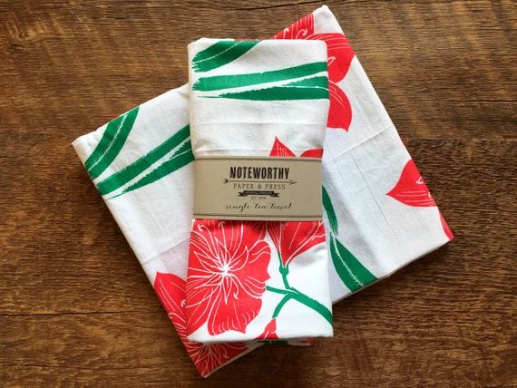 Amaryllis Tea Towel Kitchen Towel Christmas Gift | Etsy | Etsy (US)