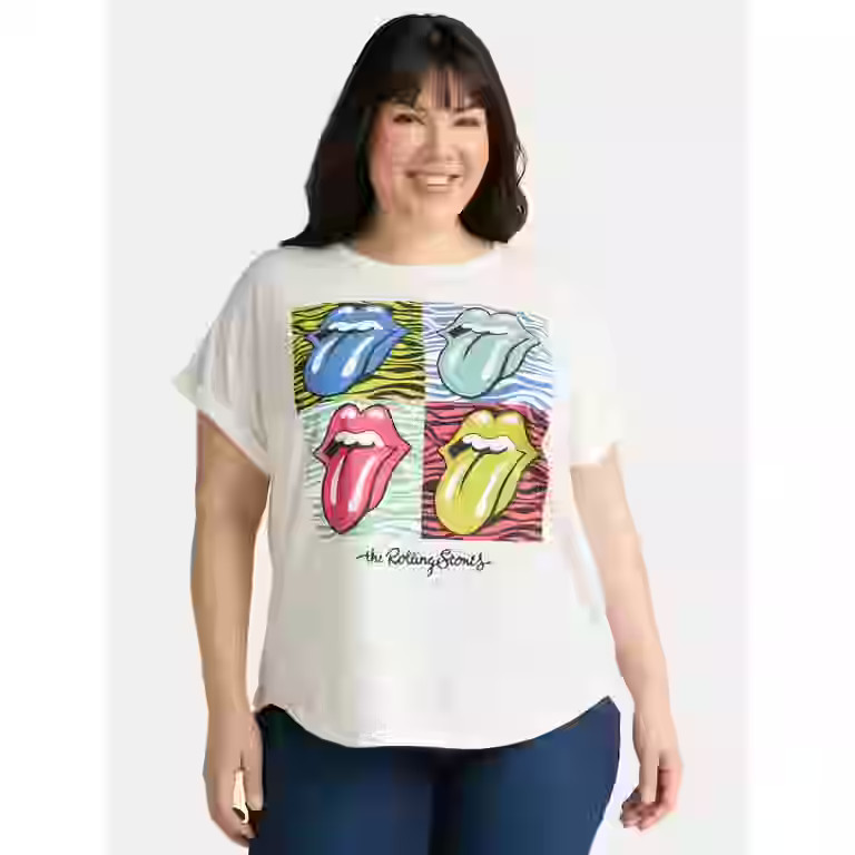 Terra & Sky Women's Plus Size Rolling Stones Band Graphic Tee, Sizes 0X-5X | Walmart (US)
