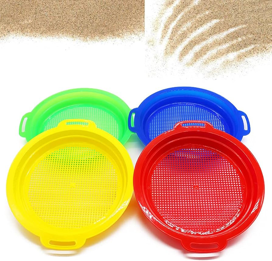 OJYUDD 4 Pack Sand Sifter Sieves for Adults, Plastic Sand Sifting Pans for Beachcombing, Gardenin... | Amazon (US)