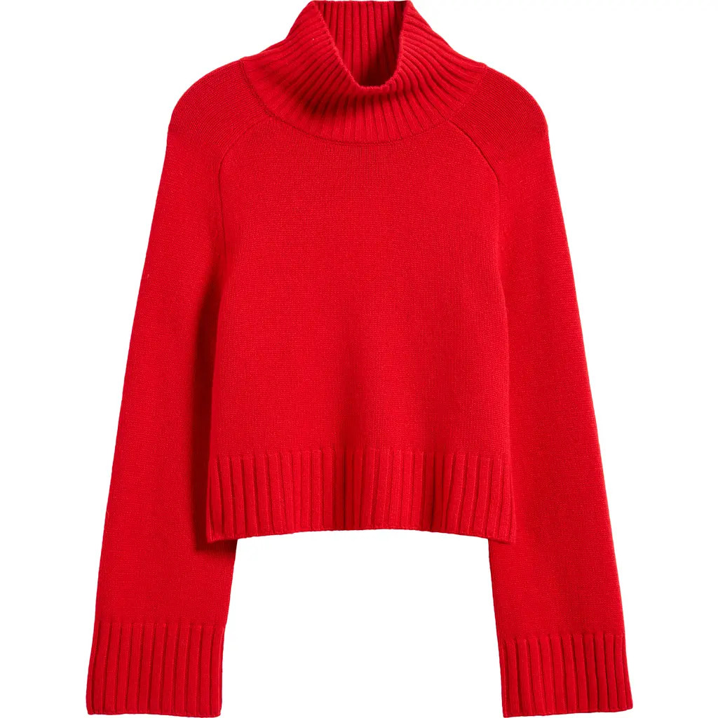 Reformation Brooke Crop Cashmere Turtleneck Sweater in Cherry at Nordstrom, Size X-Small | Nordstrom