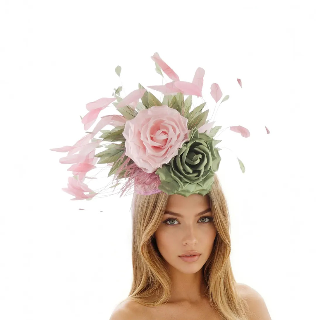 Olive Green Candy Pink Kentucky Derby Fascinator Hat Ascot Races Statement Percher Woman Wedding ... | Etsy (US)