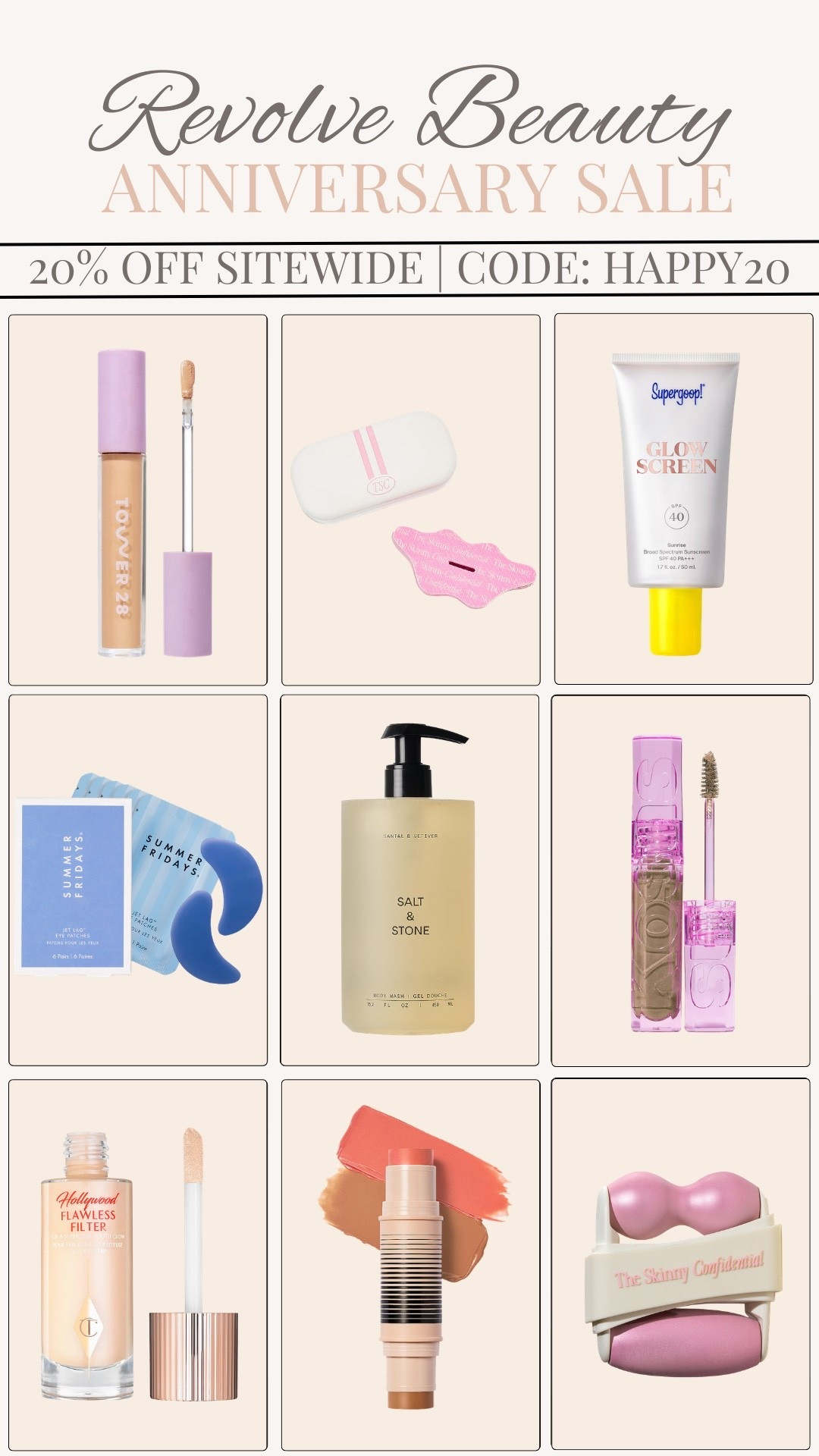 20% off Revolve beauty during their anniversary Sale!

Eye patches,
Body wash, clean beauty, sunscreen, contour stick

#LTKBeauty #LTKSaleAlert #LTKSpringSale