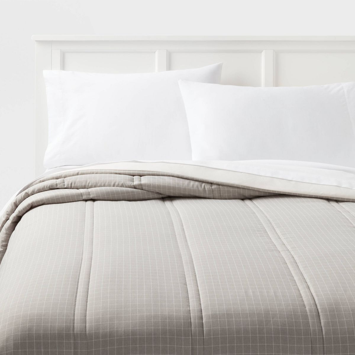 King Lofty Microfiber Printed Comforter Light Gray/White - Room Essentials™ | Target