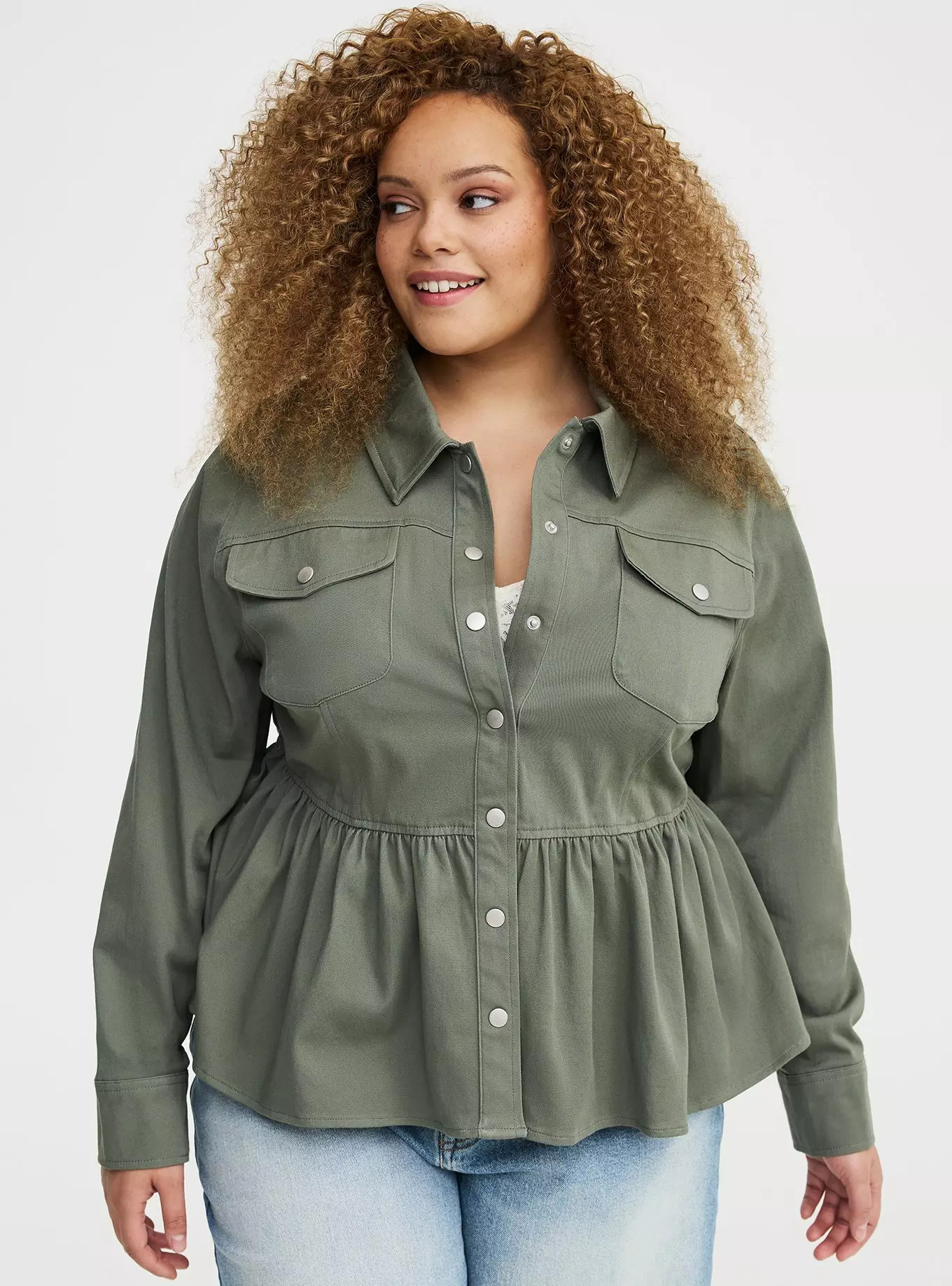 Peplum Twill Jacket | Torrid (US & Canada)