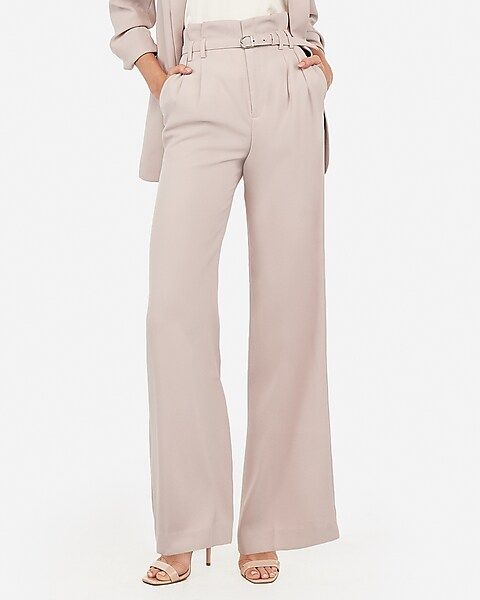 high waisted belted wide leg pant | Express