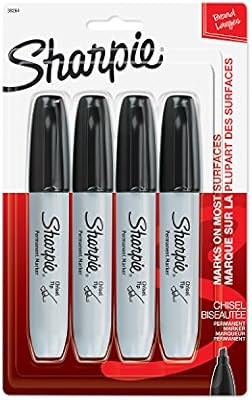 Sharpie Permanent Markers, Chisel Tip, Black, 4 Count | Amazon (US)