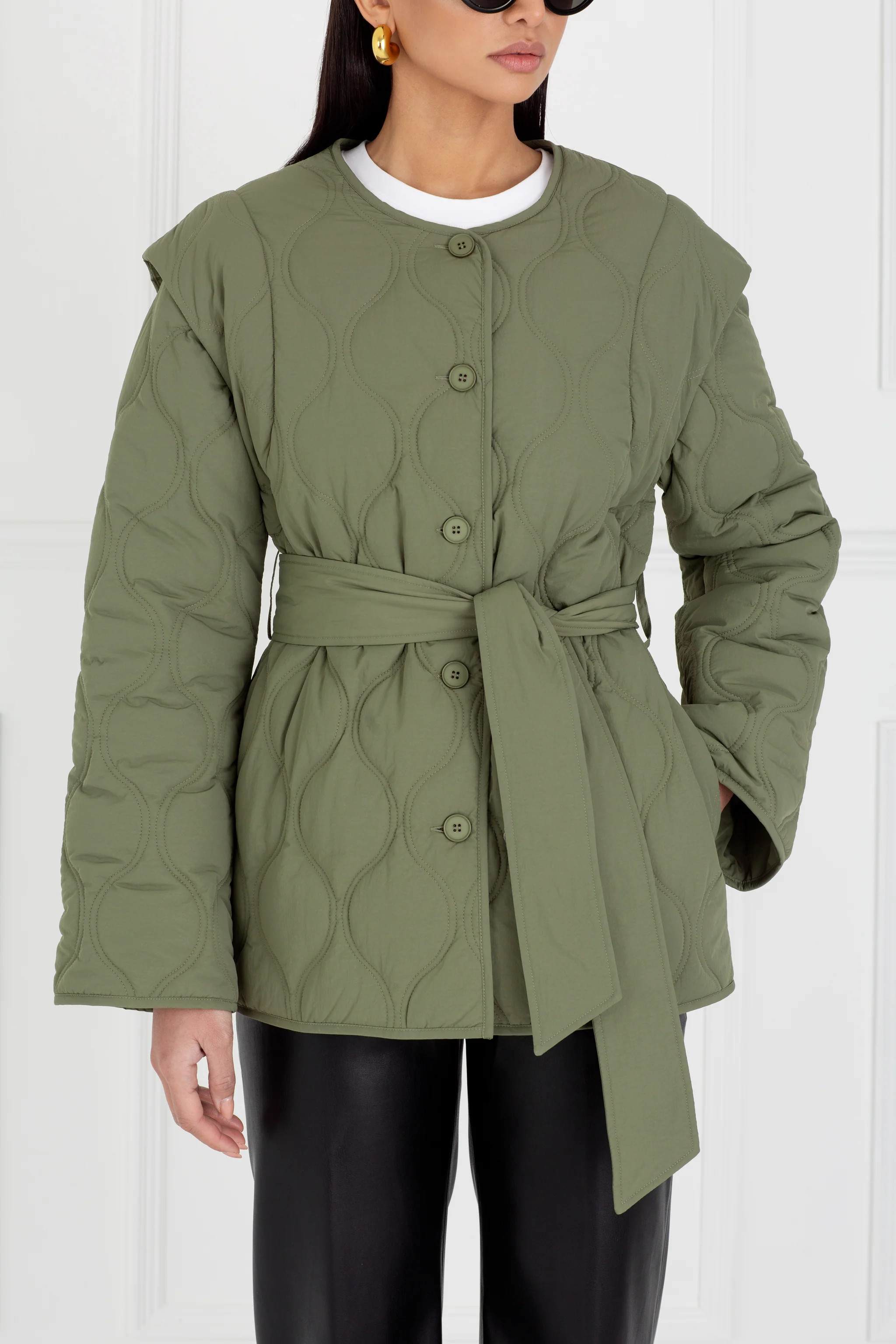 The Nicola | Quilted Gilet Jacket Khaki | Sinead Keary