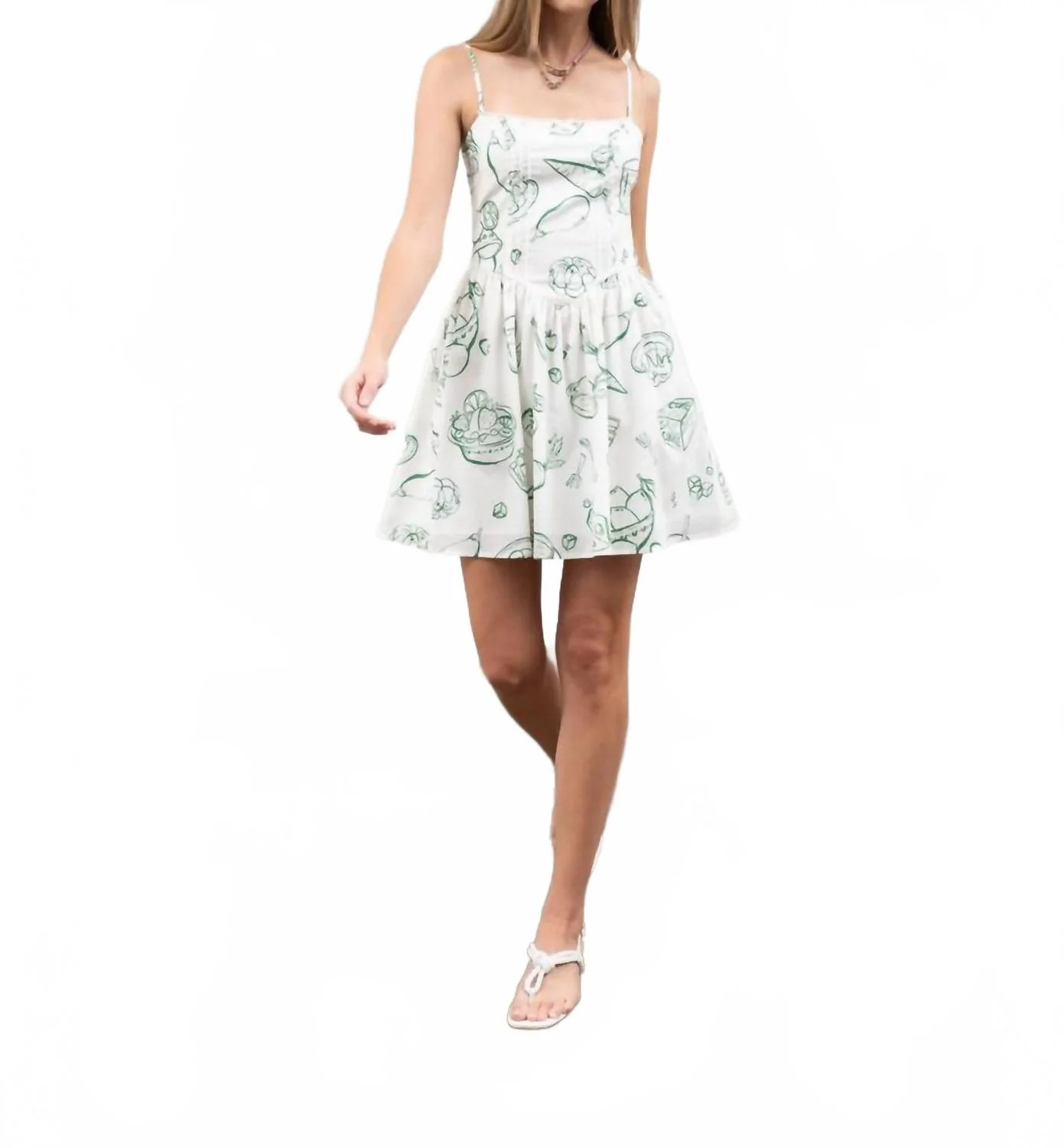 Chef's Kiss Mini Dress In Green Print | Shop Simon