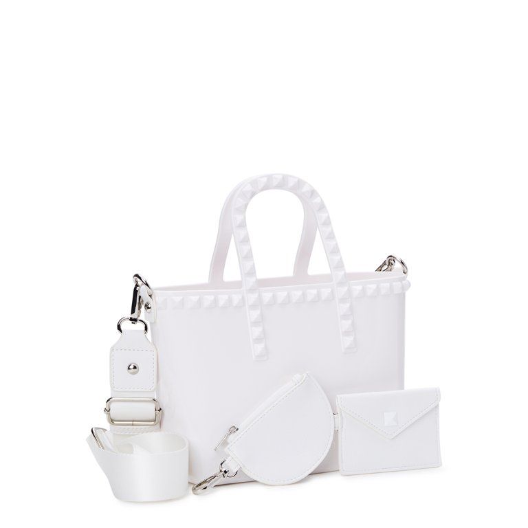 Madden NYC Women's Jelly Studded Mini Tote with Removable Pouch White | Walmart (US)