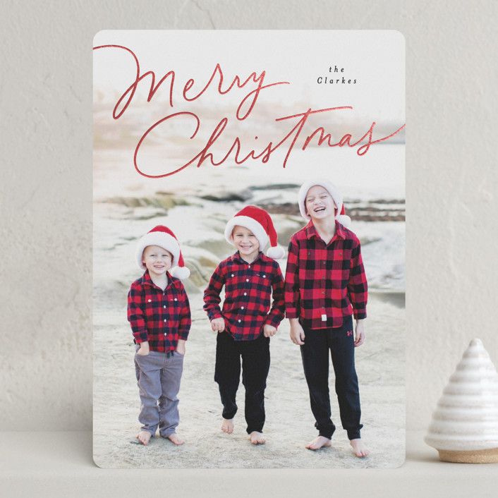 "Jot" - Customizable Foil-pressed Holiday Cards in Black by Everett Paper Goods. | Minted
