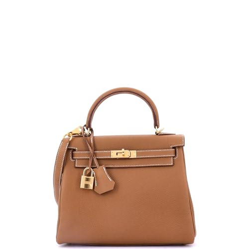 Hermès, Pre-Loved Kelly Handbag Brown Togo with Gold Hardware 25, Gold | Amazon (US)