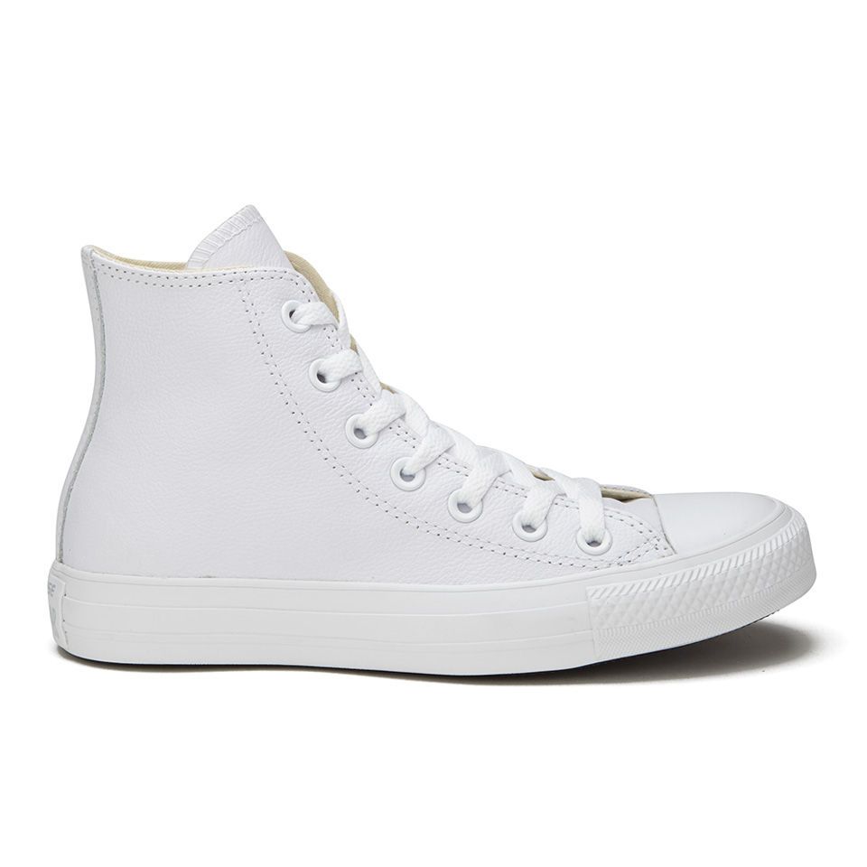 Converse Unisex Chuck Taylor All Star Leather Hi-Top Trainers - White Monochrome - UK 3 | The Hut International