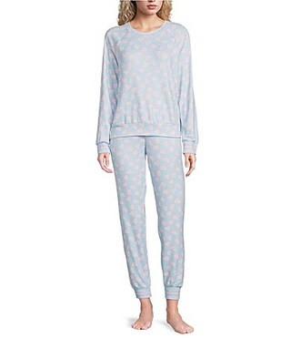 PJ Salvage Long Sleeve Crew Neck Heart Candy Print Long Peachy Knit Valentine's Day Pajama Set - L | Dillard's
