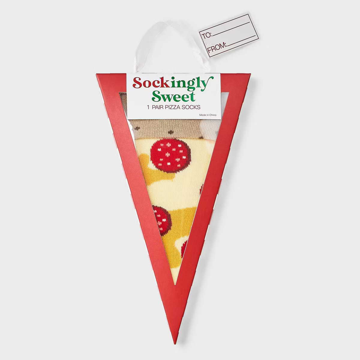 Women's Pizza Christmas Crew Socks - Tan/Yellow/Red 4-10 | Target