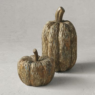 Antiqued Finish Carved Wood Pumpkin | Frontgate | Frontgate