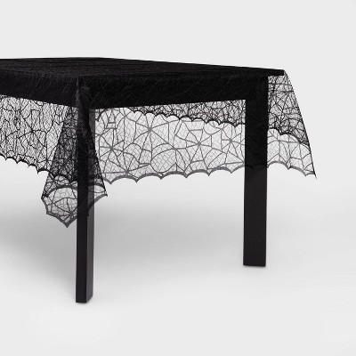 60"x84" Lace Halloween Tablecloth - Hyde and EEK! Boutique™: Eerie Cobweb Design, Polyester Fabric, Festive Dining Decor | Target