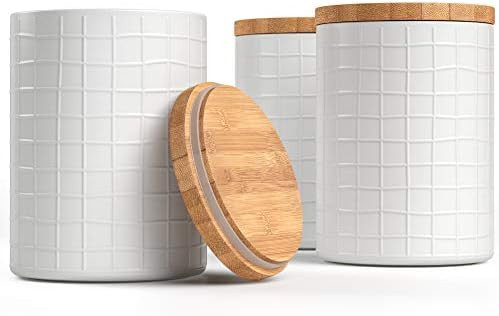 Barnyard Designs Kitchen Canisters with Bamboo Lids, Airtight Metal Canister Set, Coffee, Sugar, ... | Amazon (US)