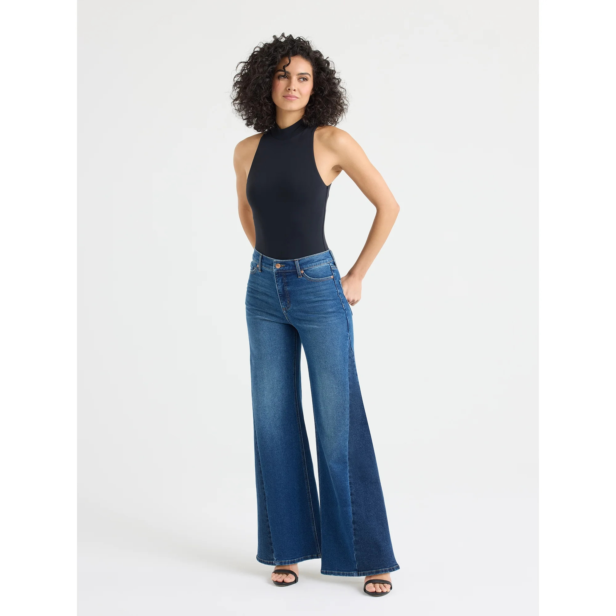 Sofia by Sofia Vergara Women's and Women's Plus Size Margot High Rise Seamed Wide Leg Jeans, 32.5... | Walmart (US)