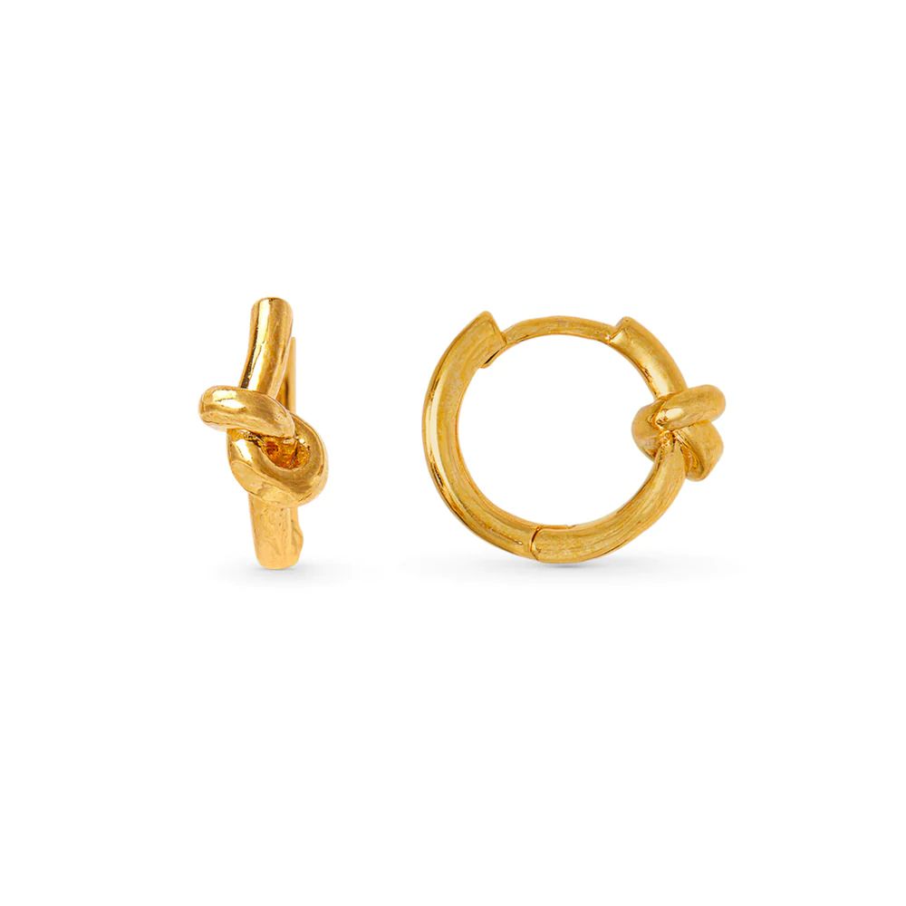Polished Knot Huggie Hoop Earrings - Gold | Orelia