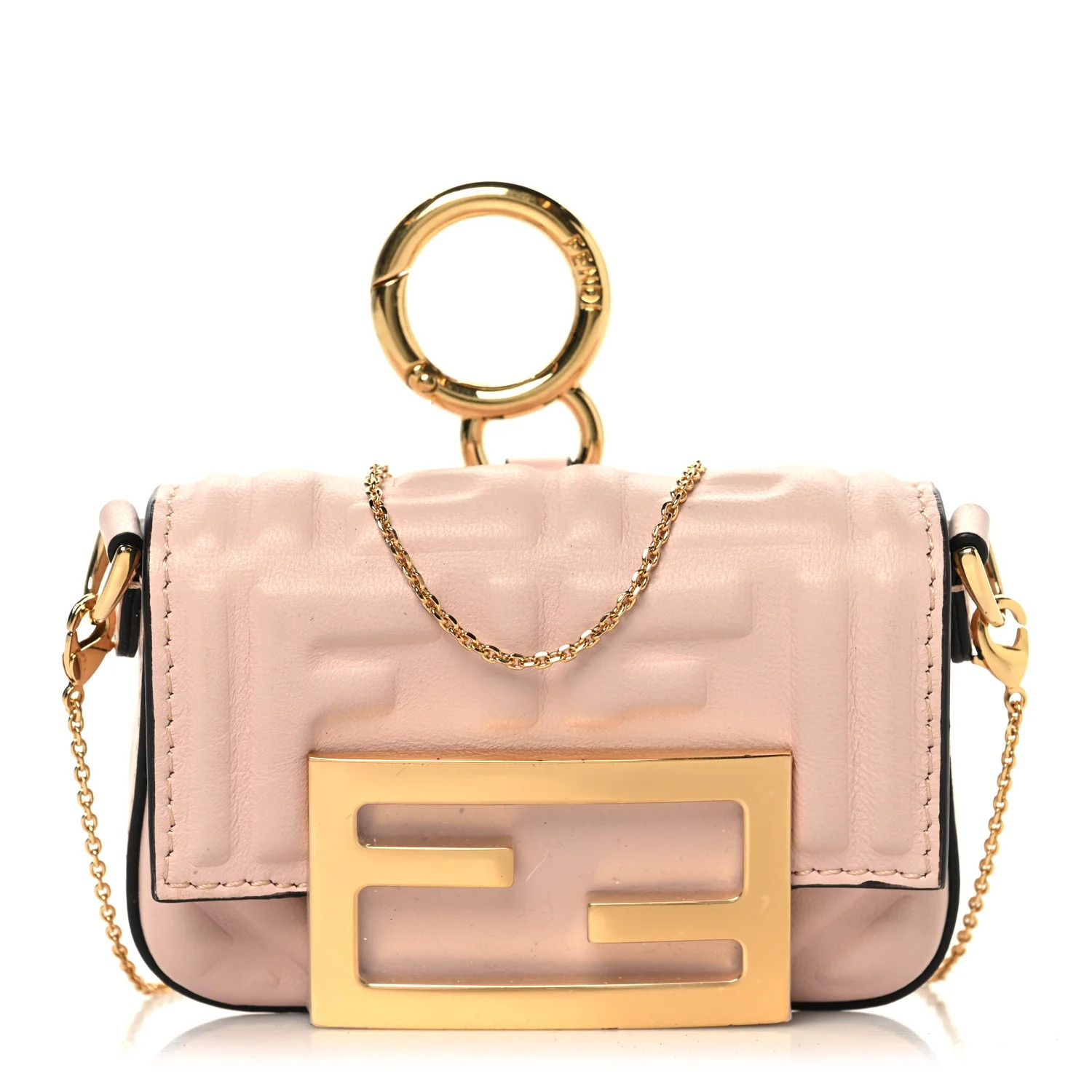Nappa Matisse FF Embossed Nano Maxi Buckle Baguette Charm Rosa Quarzo | FASHIONPHILE (US)