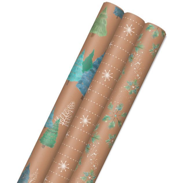 Hallmark Holiday Sustainable Kraft Tri-Pack Wrapping Paper | Target