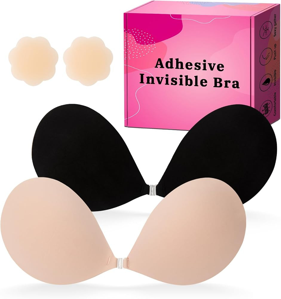 LAZYROSY Sticky on Bra Adhesive Push Up Lift Invisible Strapless Bras for Women Reusable with Nip... | Amazon (CA)