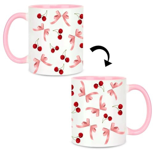 Pink Handle Cherries Bows Cups, Cherry Cup Gifts for Women, Bows Lovers Birthday Gifts, Cute Bow Cups for Women, Birthday Gifts for Cherry Lovers, Pink Cherry Coffee Mug, Cherry Themed Mug 11 Oz | Amazon (US)