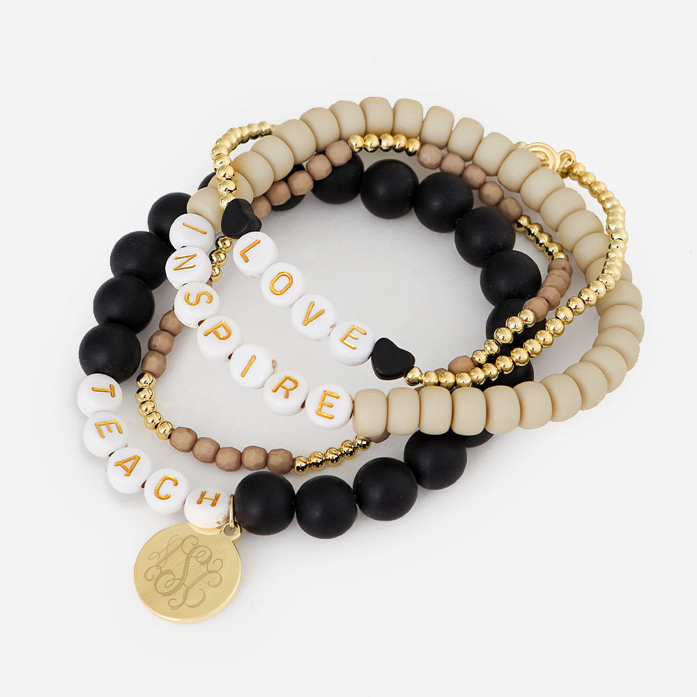 Monogrammed Teacher Bracelet Stack | Marleylilly