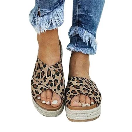 Womens Wedge Flatform Sandals Summer Open Toe Espadrilles Beach Shoes Slippers | Walmart (US)