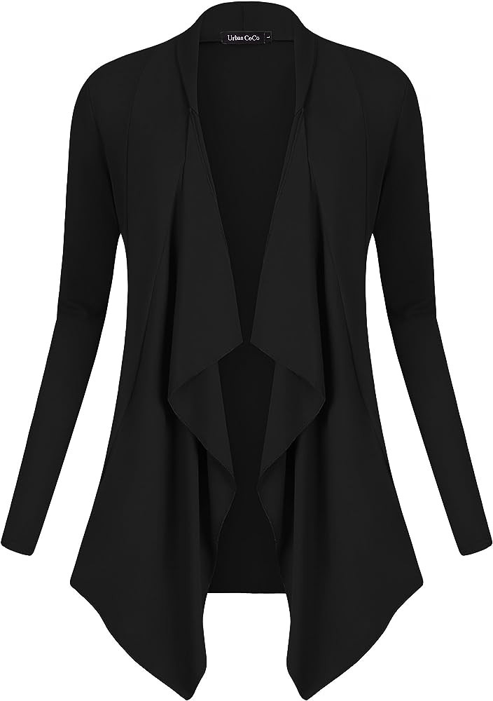 Urban CoCo Women's Drape Front Open Cardigan Long Sleeve Irregular Hem | Amazon (US)