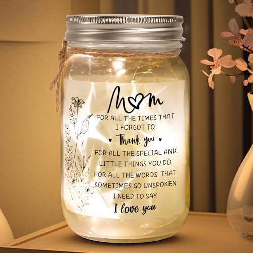 KUCHEY Mothers Day Gifts for Mom from Daughter Son, Mason Jar Night Lights, Birthday Gifts for Mom, Home Decorations Night | Amazon (US)