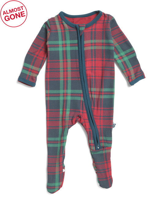 Infant Boys Plaid Footie Pajama With 2 Way Zipper | TJ Maxx