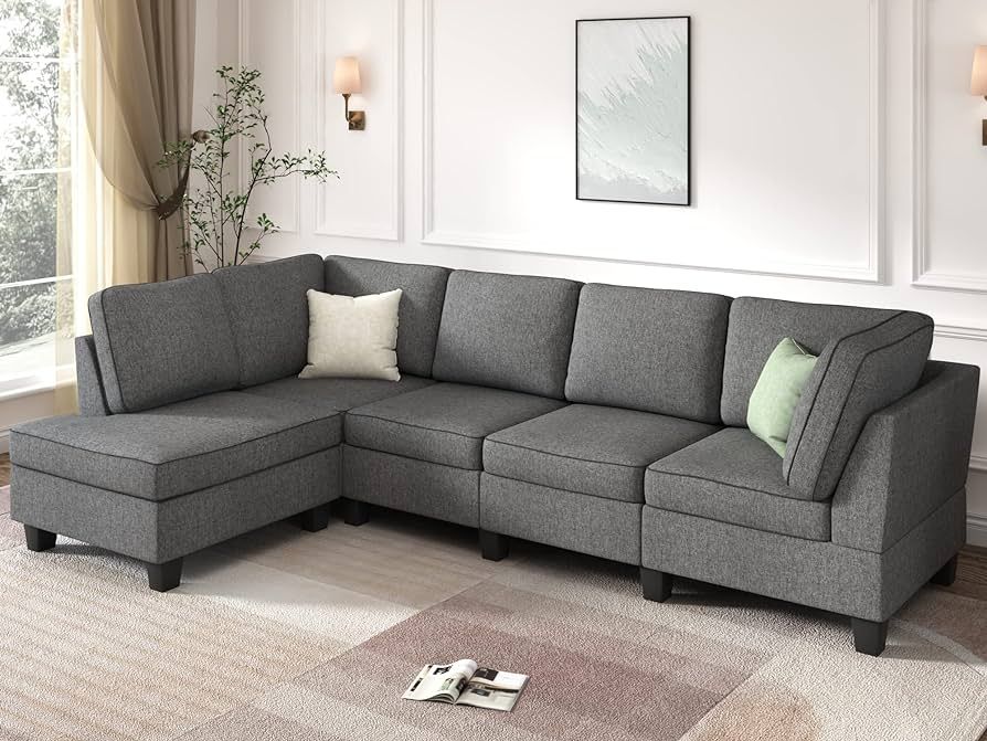 HONBAY Convertible Sectional Sofa L Shape Sectional Couch 4 Seat Reversible Sectional Sofa Couch ... | Amazon (US)