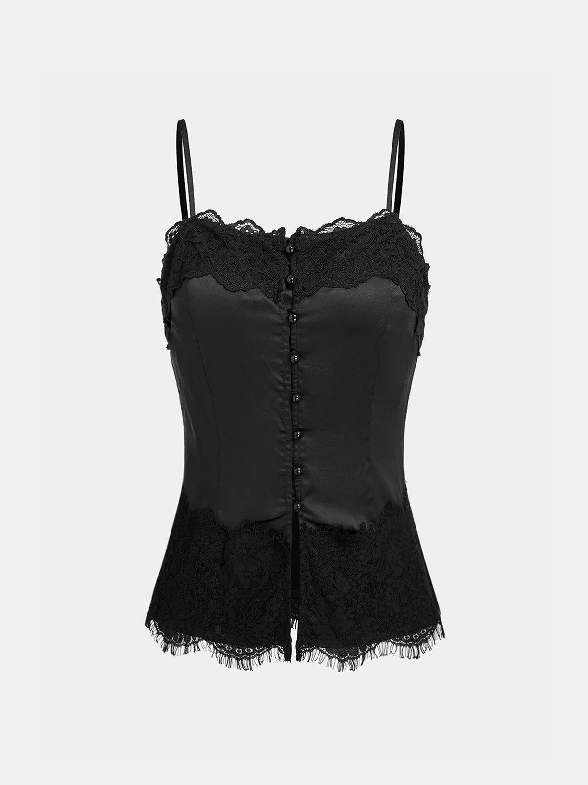 Lace-Trim Satin Cami Top | Commense