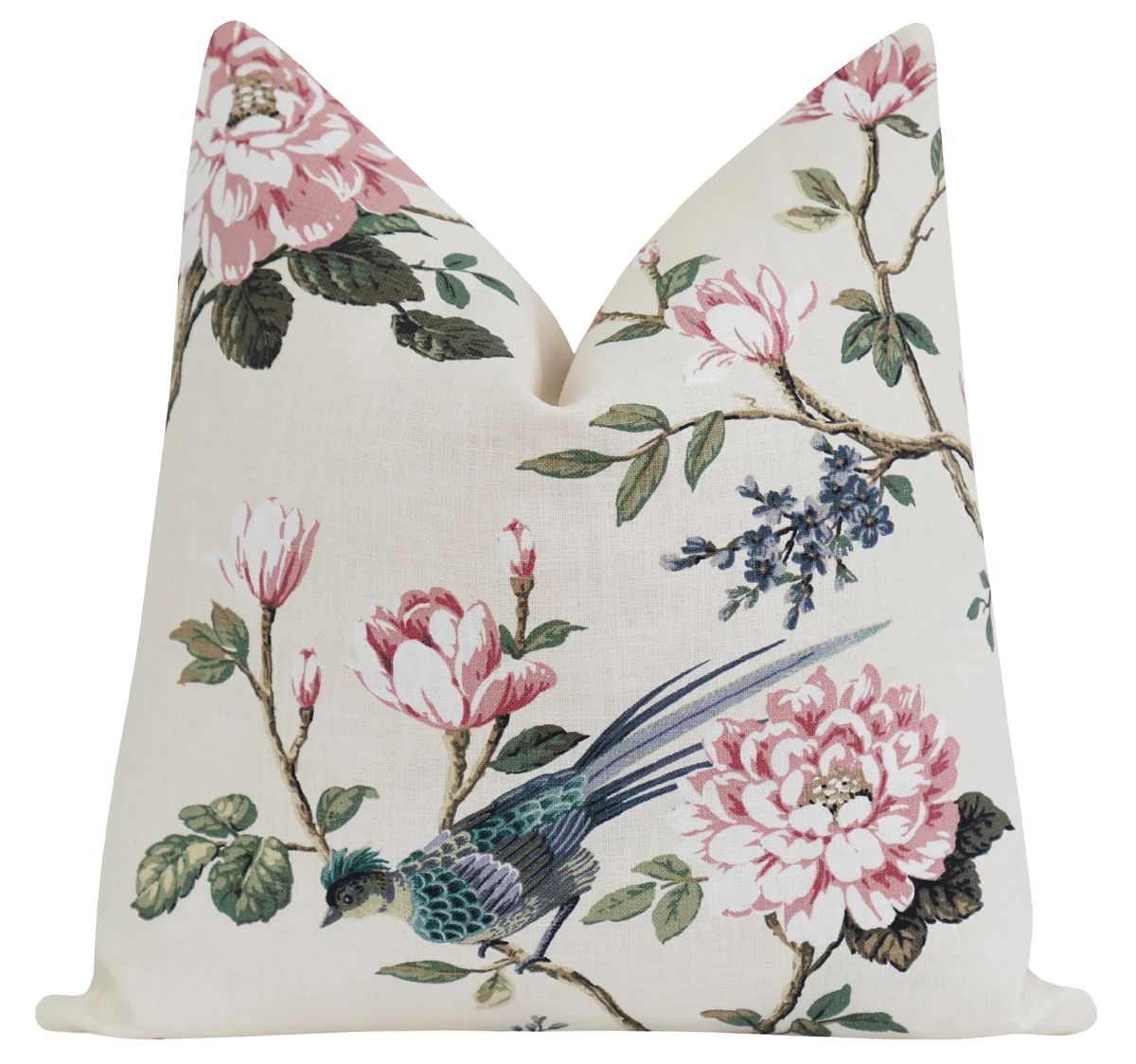 Windham Silk Floral & Bird Pillow | Land of Pillows