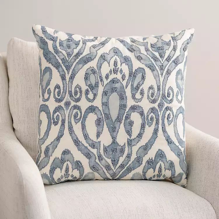 New! Blue Washed Ikat Pillow, 22 in. | Kirkland's Home