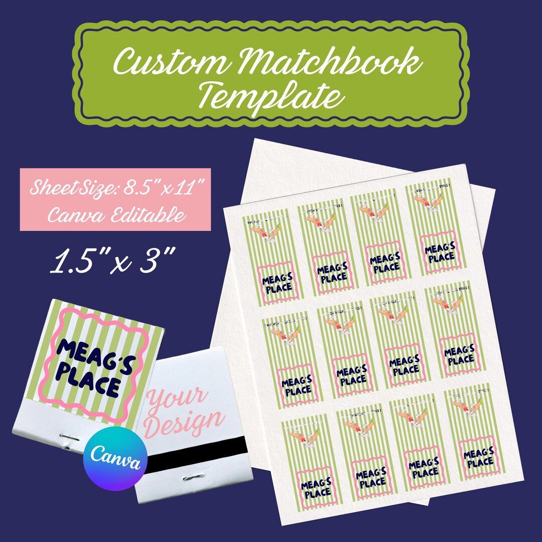 Meag's Place Matchbook Template | Editable Design for Sticker Paper Printing - Etsy | Etsy (US)