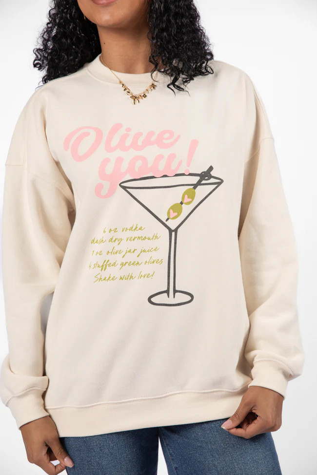 Olive You Oversized Graphic Sweatshirt | Pink Lily