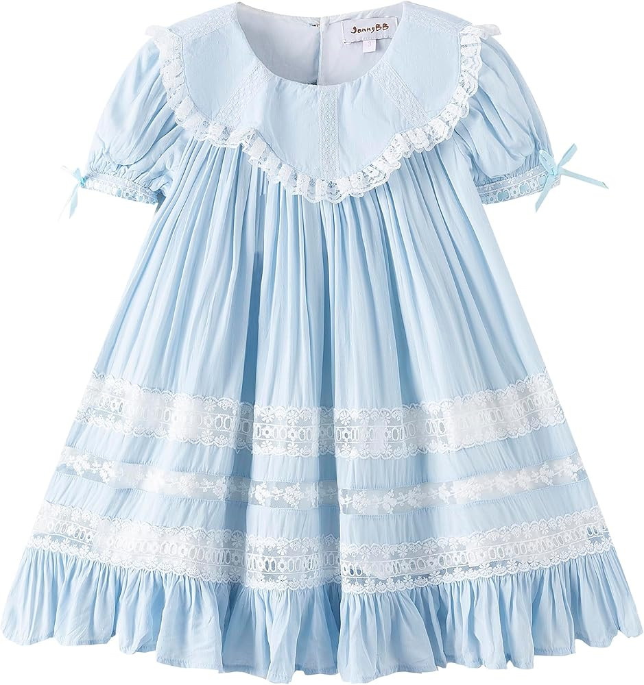 Girls Dress, Girls Gowns, Lace Heirloom Dress, Puff Sleeve, Cute Long Style for Kids | Amazon (US)